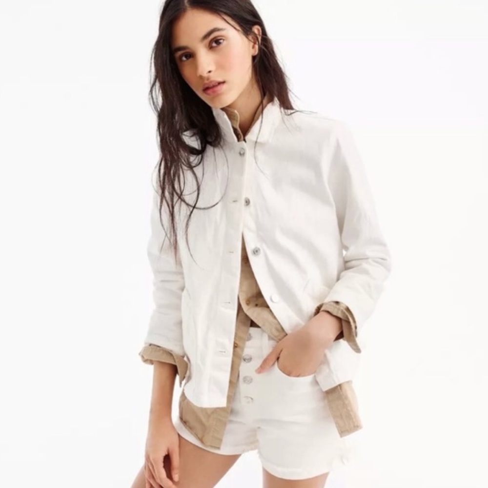 J crew denim swing jacket in white